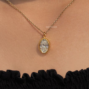 In neck View Of Old Mine Oval Moissanite Pendant