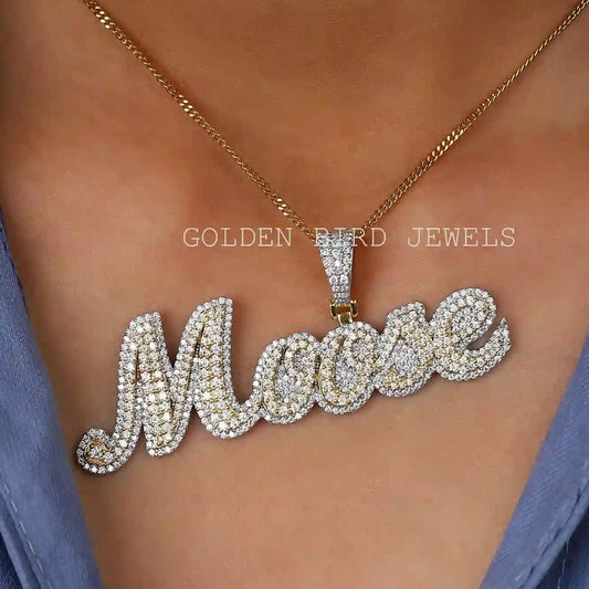 Colorless Round Moissanite Customized Letter Pendant