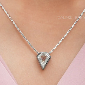 Pentagon Cut Solitaire Moissanite Pendant