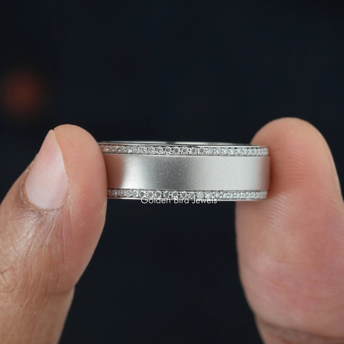 14K Solid Gold Round Moissanite Wedding Band