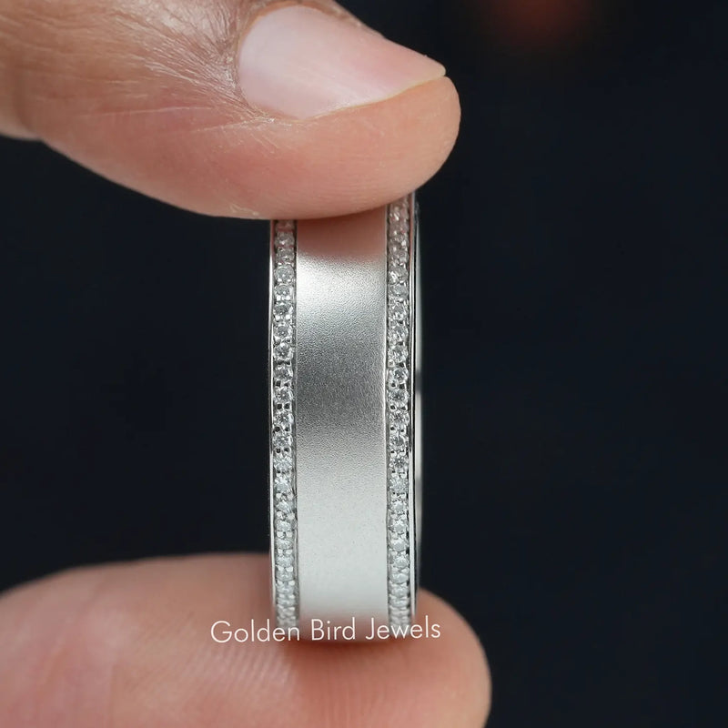 14K Solid Gold Round Moissanite Wedding Band