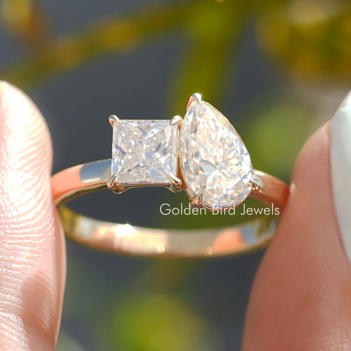 Pear and Princess Cut Lab Diamond Toi Et Moi Ring