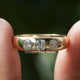 Old Mine Cushion Cut Moissanite Three Stone Ring