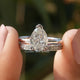 Pear Moissanite Hidden Halo Ring With Eternity Band