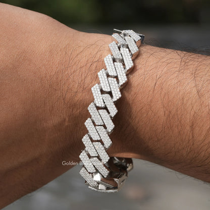 Miami Cuban Link-Armband mit Moissanit im Rundschliff