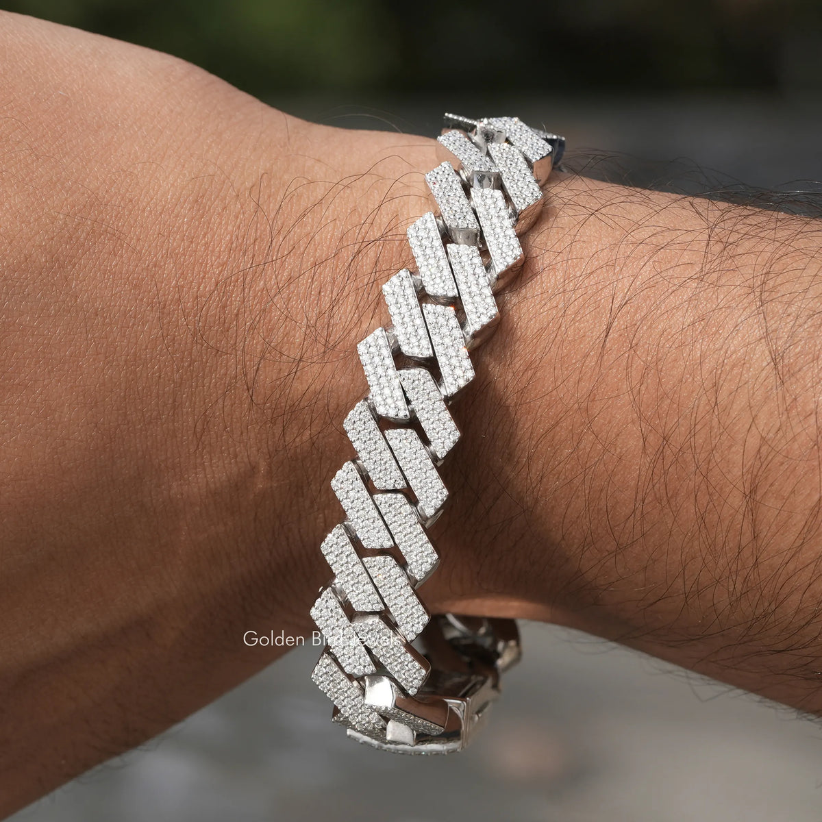 Miami Cuban Link-Armband mit Moissanit im Rundschliff