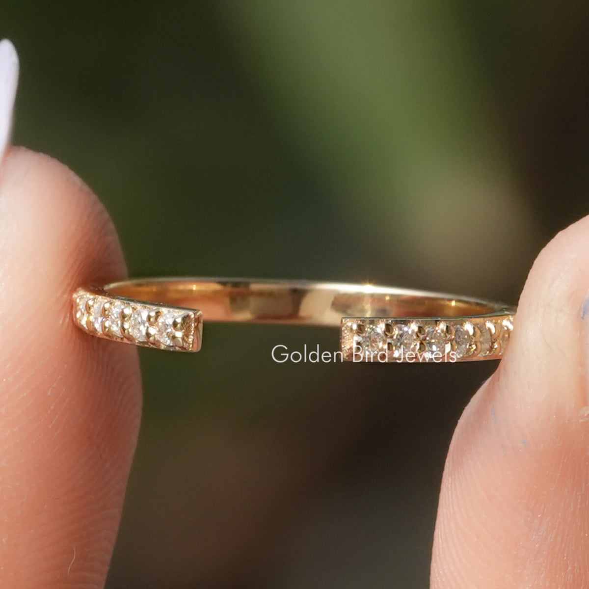 Round Cut Lab Diamond Open Cuff Dainty Band