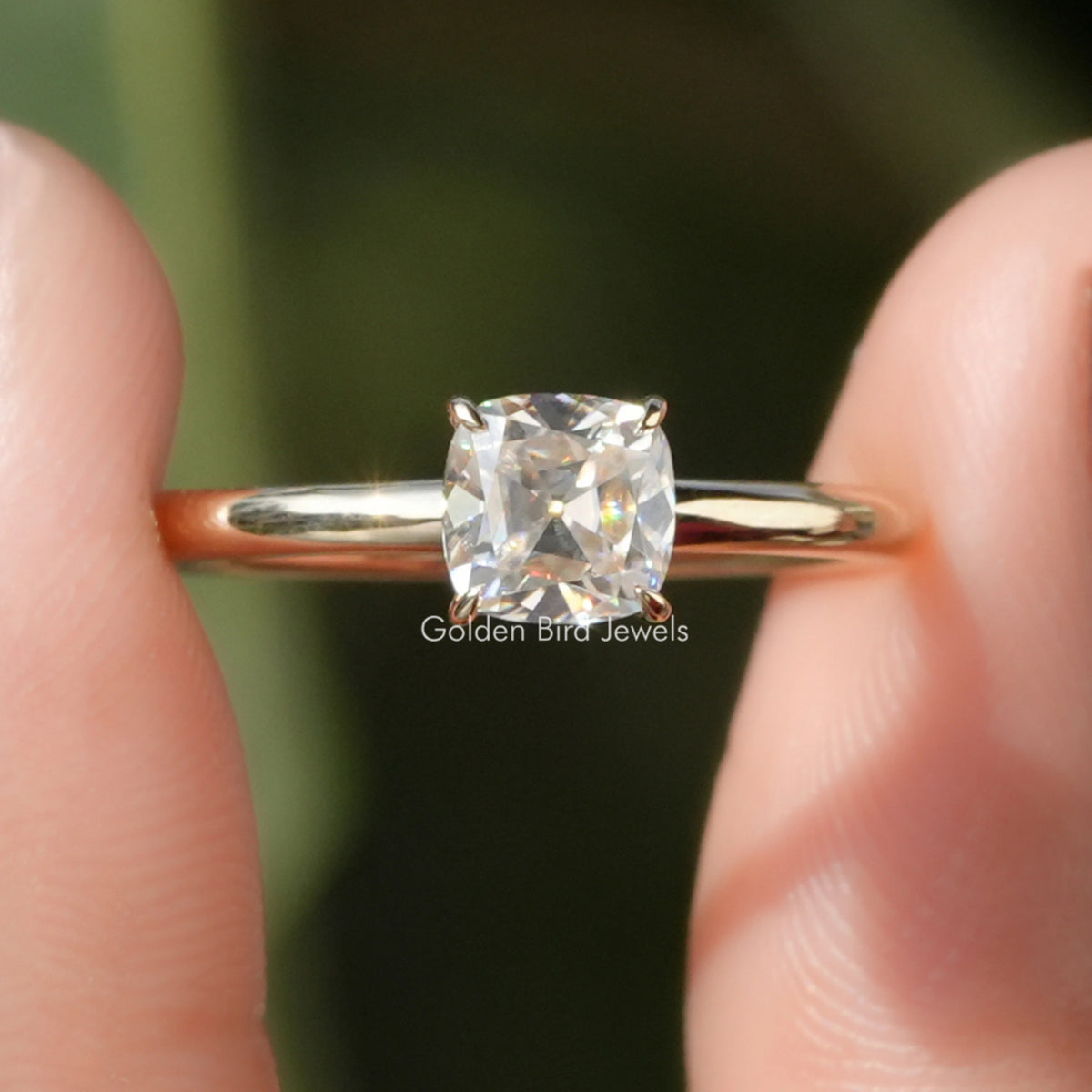 Alte Mine Kissen-Schliff Moissanit-Verlobungs Ring