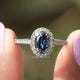 Saphir blauer Ovaler Schnitt Halo-Verlobungs Ring