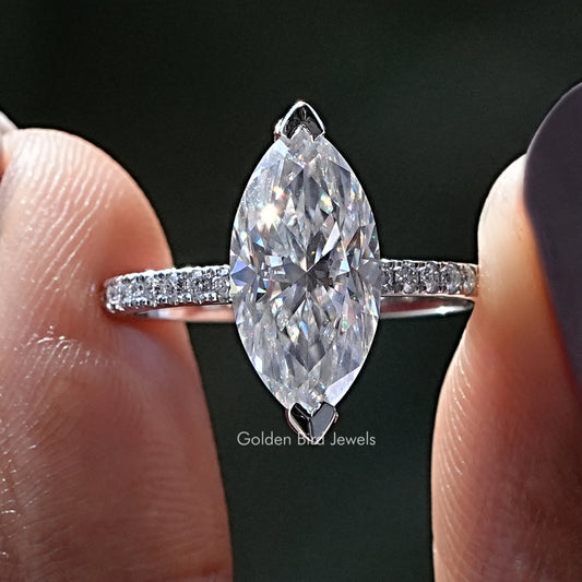 Marquise-Schliff Moissanit Verlobungsring 