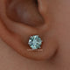 Blue Round Moissanite Solitaire Stud Earrings