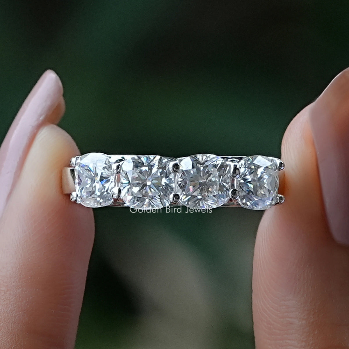 Cushion Cut Moissanite Eternity Wedding Band