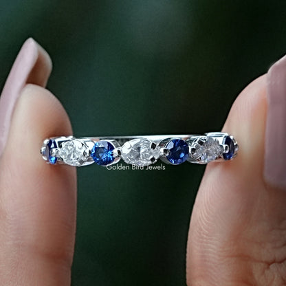 Round And Marquise Cut Moissanite Band
