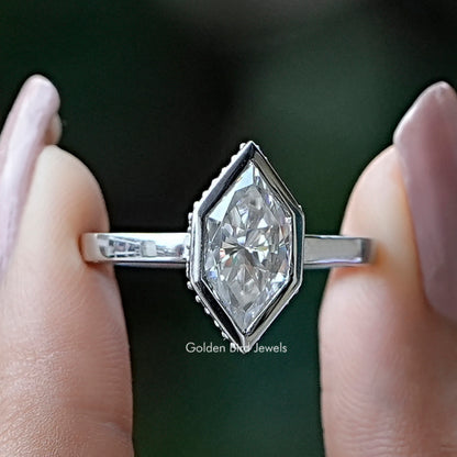 Dutch Marquise Moissanite Hidden Halo Engagement Ring