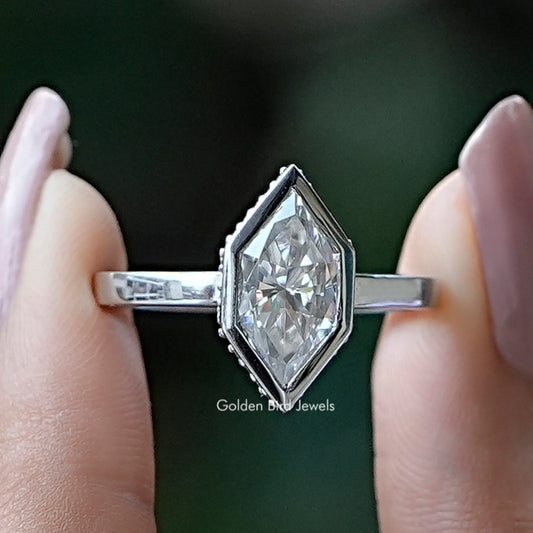 Niederländischer Marquise schneiden  Moissanit Hidden Halo Verlobungsring