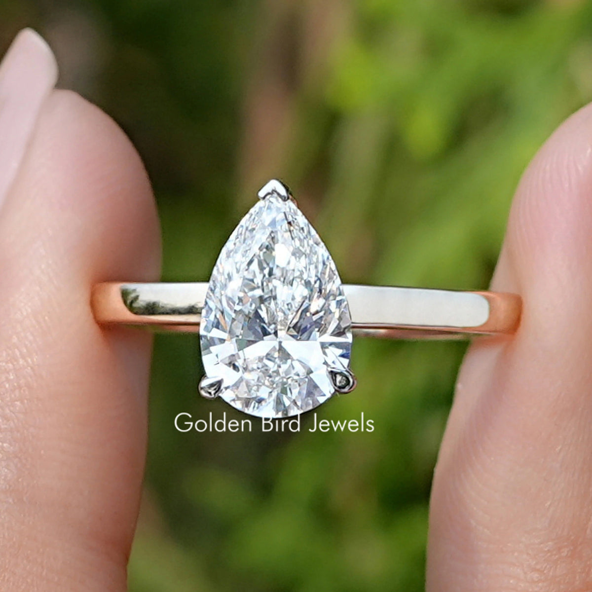 Pear Cut Lab Diamond Solitaire Ring