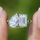 Pear And Emerald Cut Toi Et Moi Moissanite Ring