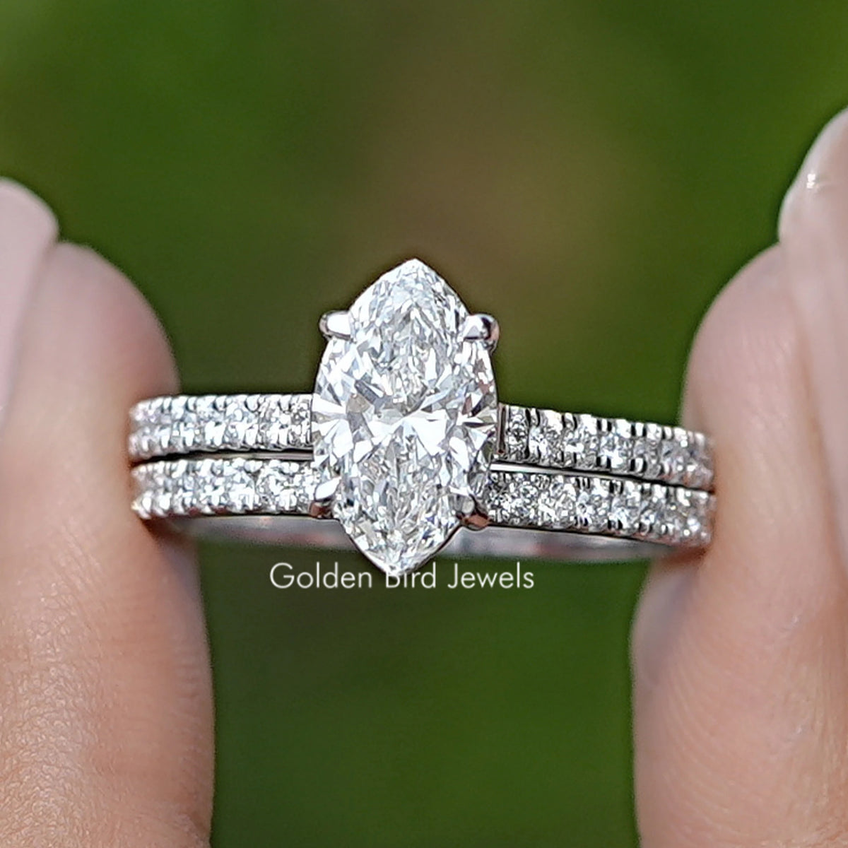 Marquise Cut Lab Grown Diamond Bridal Ring Set