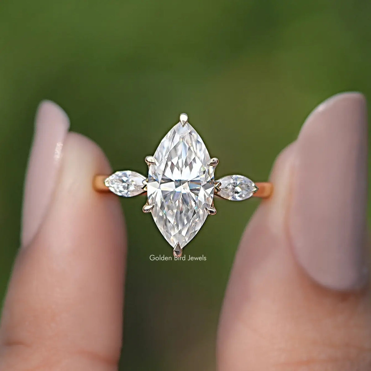 Marquise Cut Moissanite Three Stone Ring