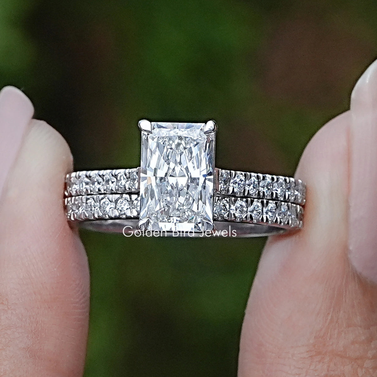 Lab Diamond Radiant Cut Bridal Ring Set