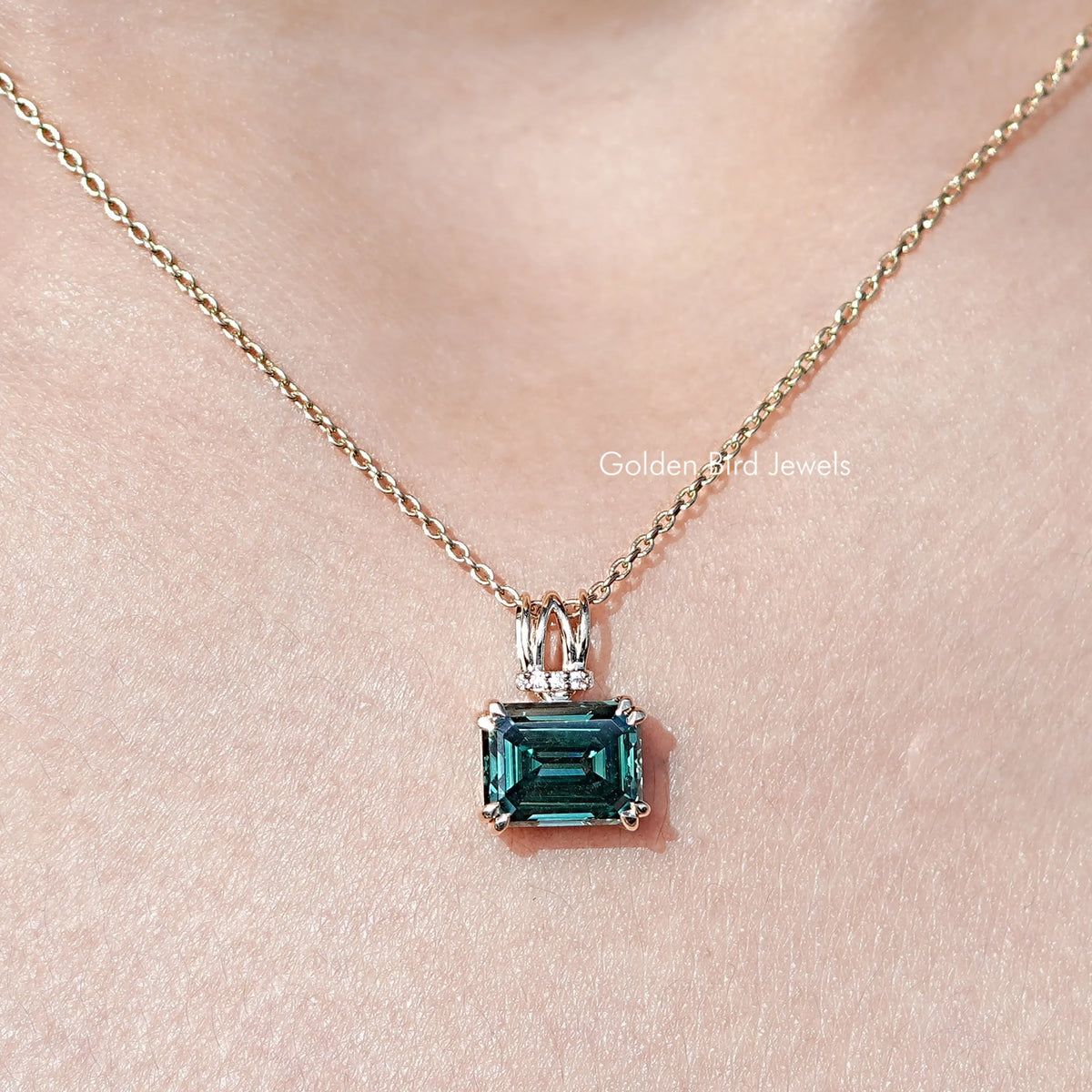 Emerald Cut Moissanite Solitaire Pendant