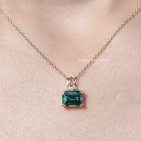 Emerald Cut Moissanite Solitaire Pendant