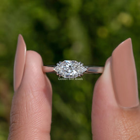 Dutch Marquise Moissanite East West Solitaire Ring
