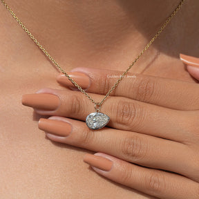 Moissanite Pear Shaped Bezel Solitaire Pendant