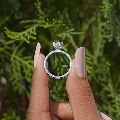 Birnenförmiger Moissanit-Ring mit verstecktem Halo und Ewigkeit-Band