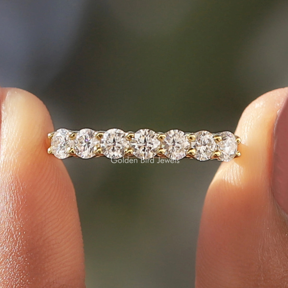 Moissanite Round Cut Eternity Band