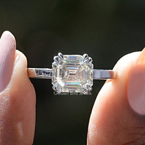 Step Cut Asscher Moissanite Solitaire Ring