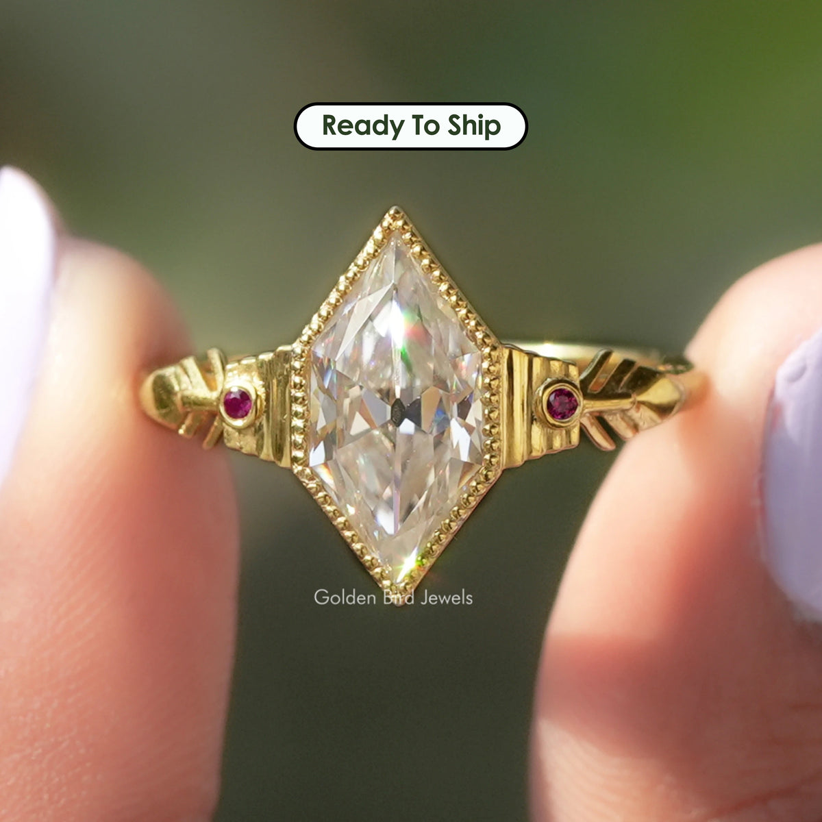 Altes Bergwerk Niederländisch Marquise Schliff Moissanit Ring