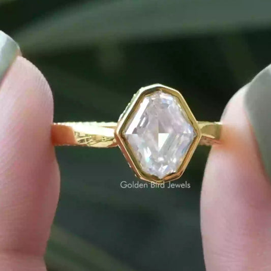 Step Cut Moval Moissanite Hidden Halo Ring