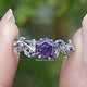 Lila Amethyst Sechseckige Blatt-Verlobungsring