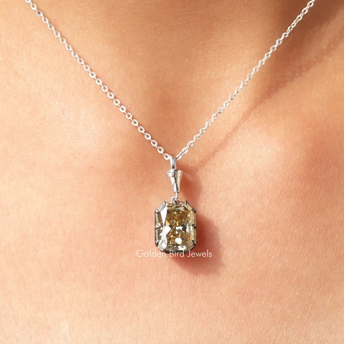 Yellow Radiant Moissanite Solitaire Pendant