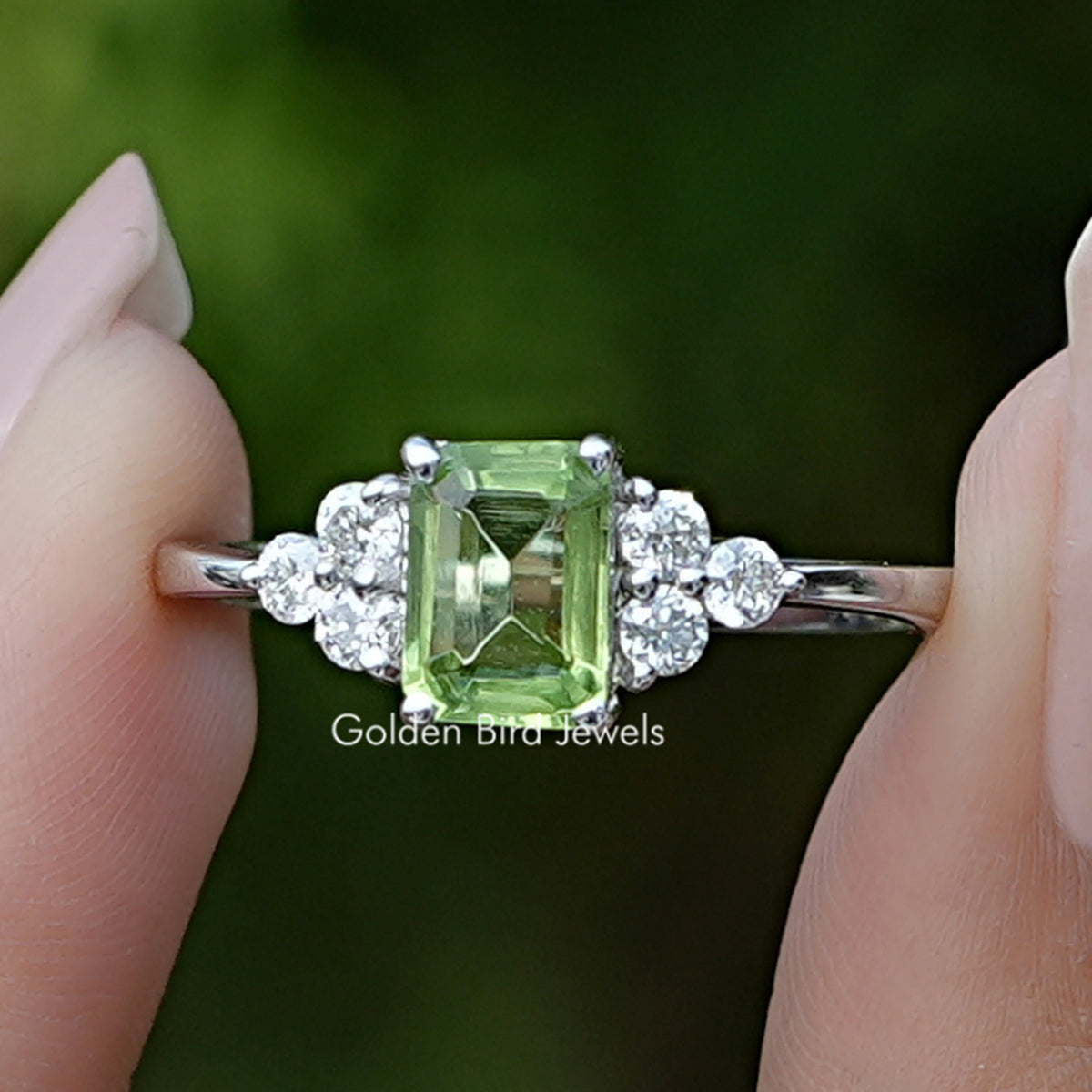 Peridot Green Emerald Gemstone Ring