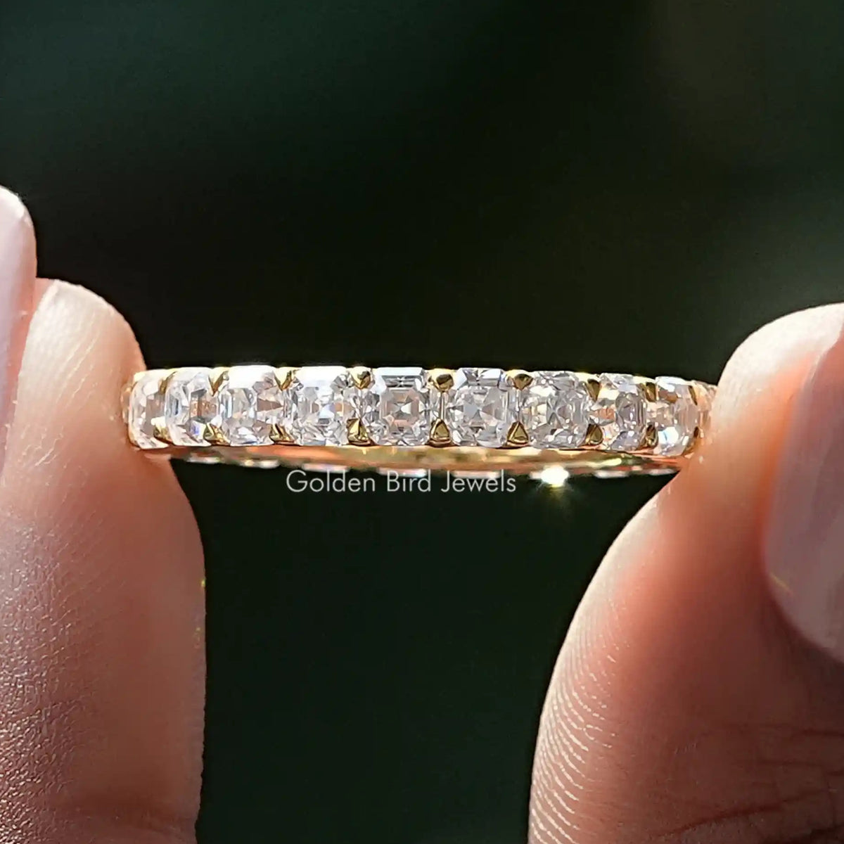 Moissanite Asscher Cut Eternity Wedding Band