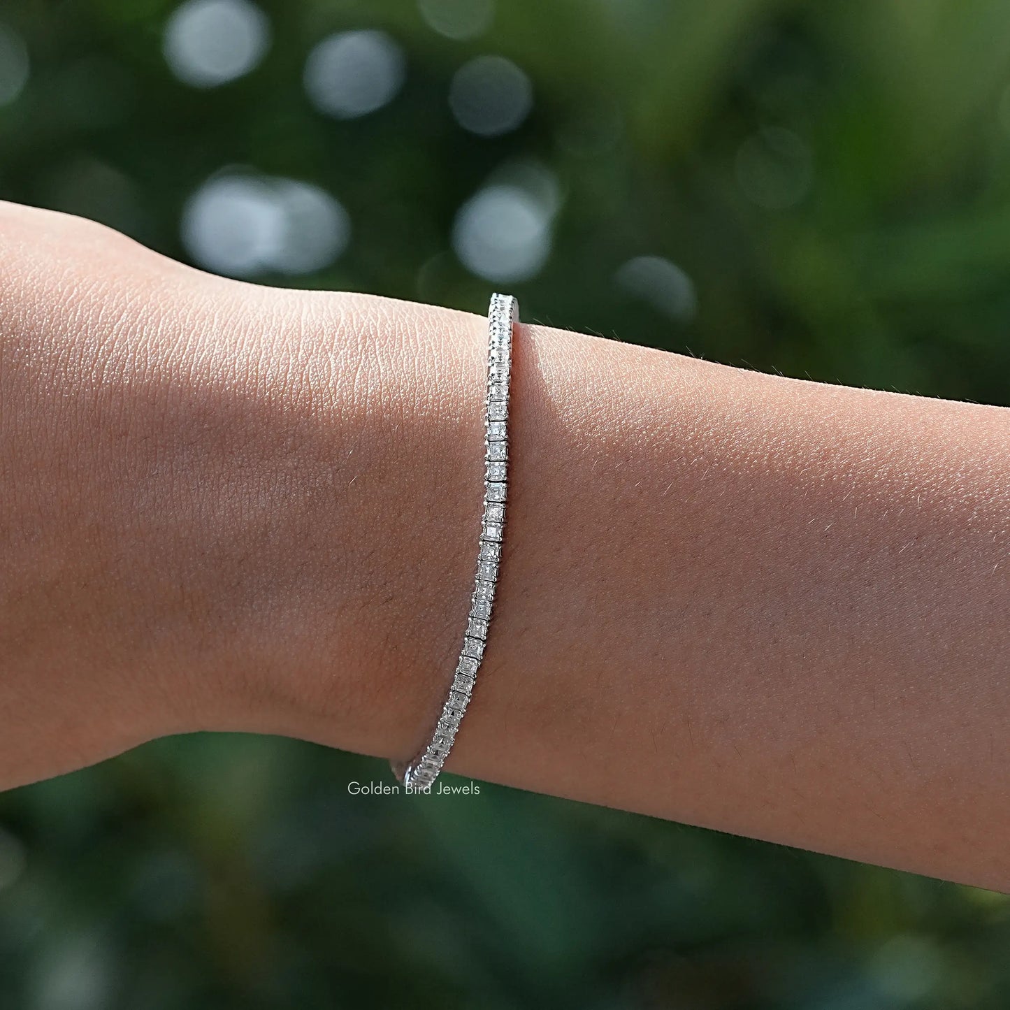 Tennisarmband mit Moissanit im Asscher-Schliff