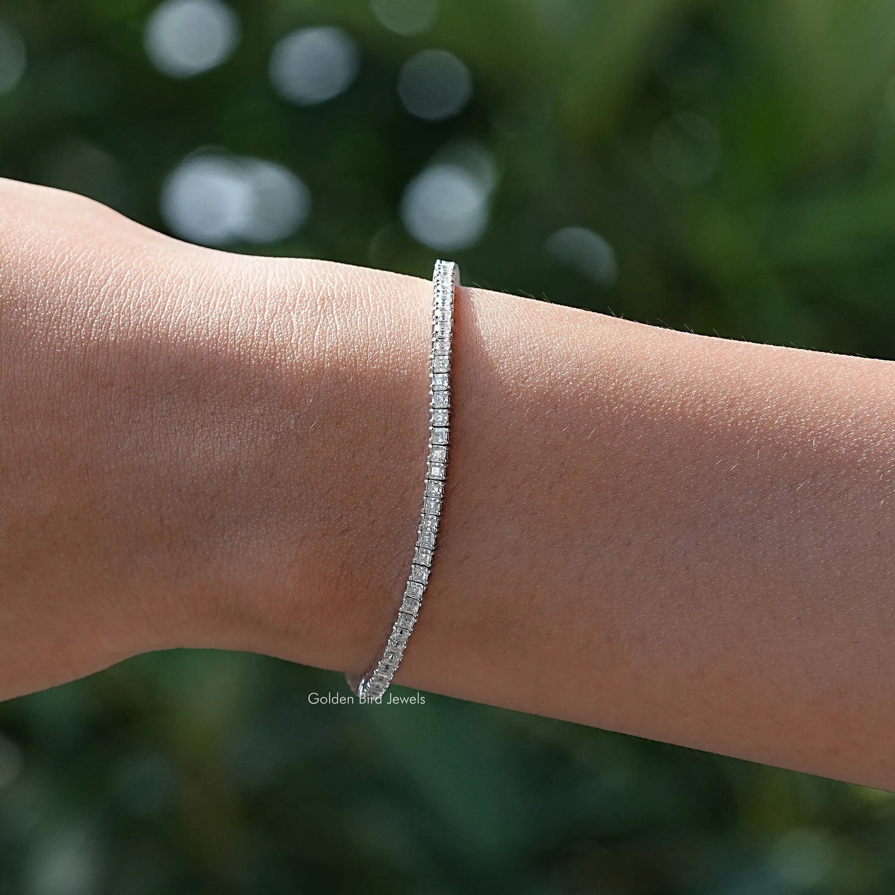 Tennisarmband mit Moissanit im Asscher-Schliff