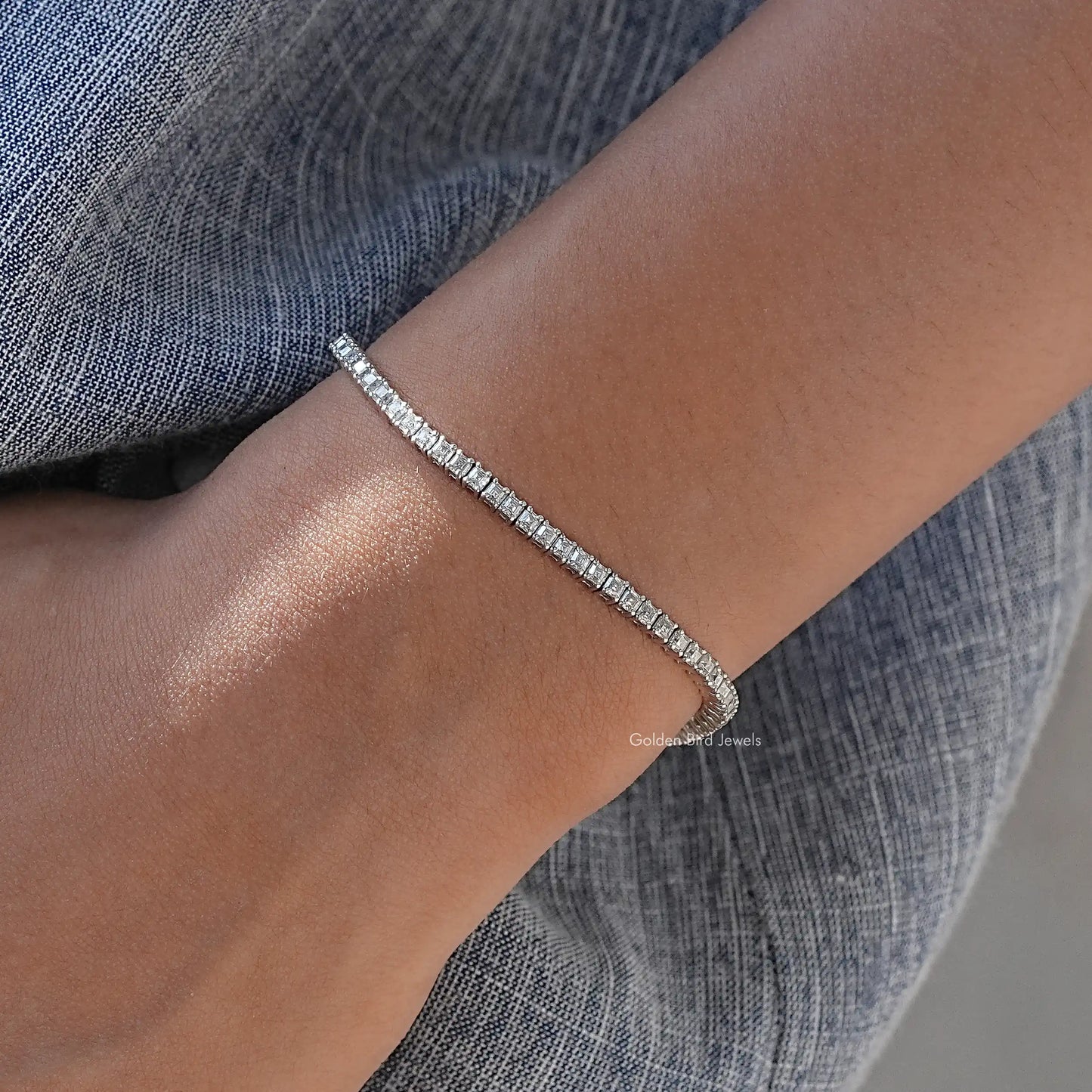 Tennisarmband mit Moissanit im Asscher-Schliff
