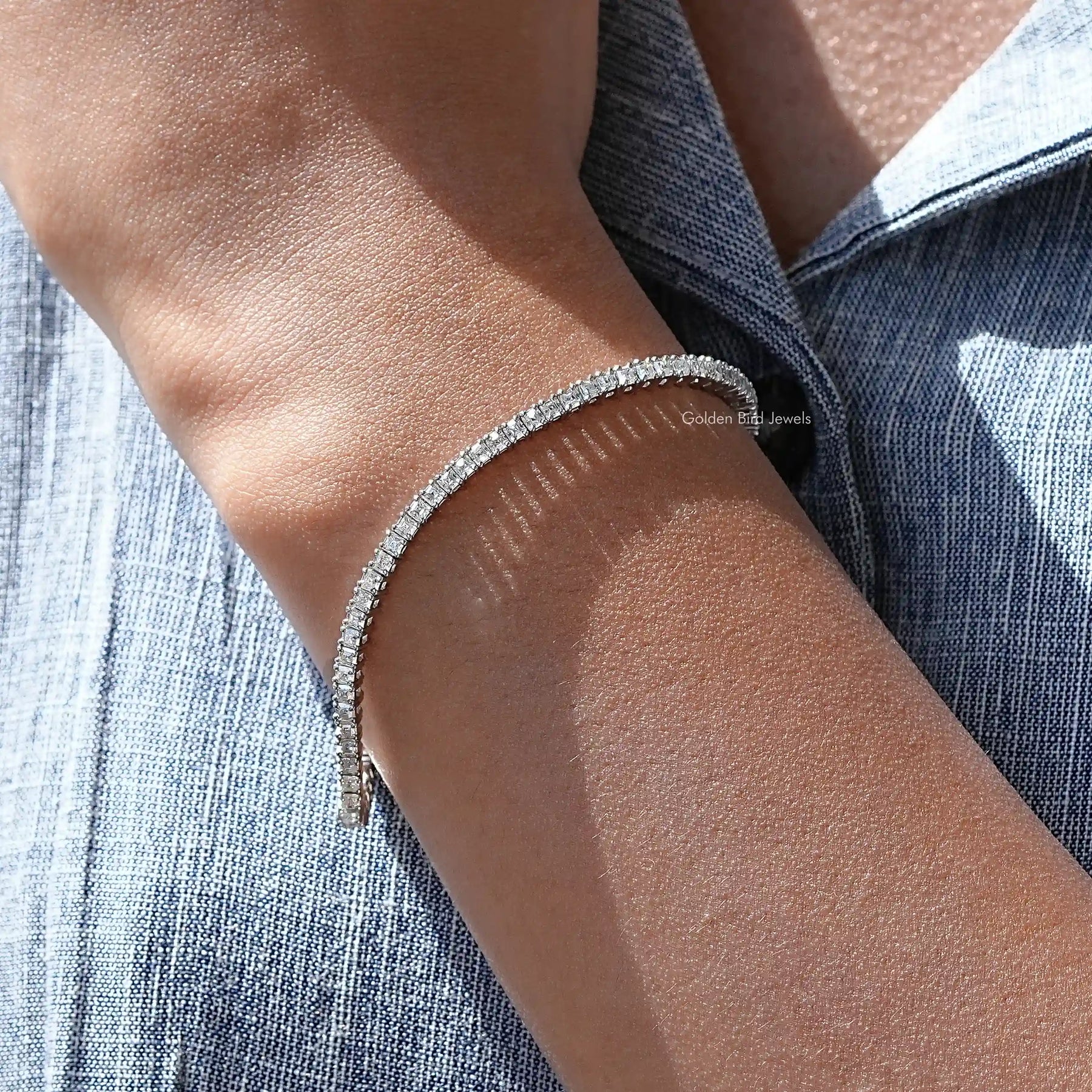 Tennisarmband mit Moissanit im Asscher-Schliff