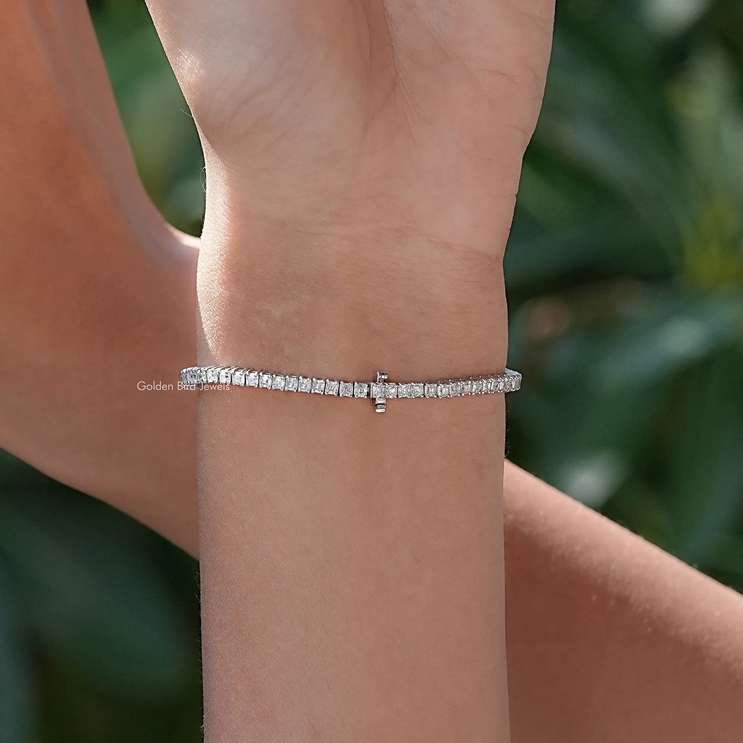 Tennisarmband mit Moissanit im Asscher-Schliff