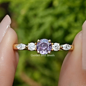 Purple Amethyst Round Cut Gemstone Accent Ring
