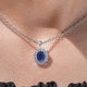 Blue Sapphire Oval Gemstone Halo Pendant