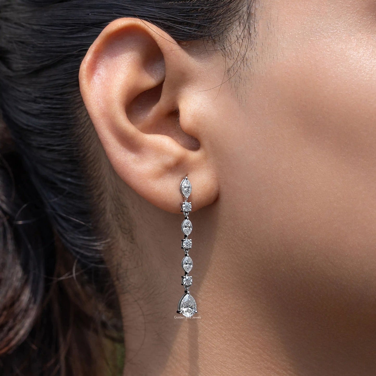 Marquise And Pear Moissanite Drop Earrings
