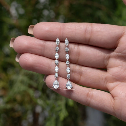 Marquise And Pear Moissanite Drop Earrings