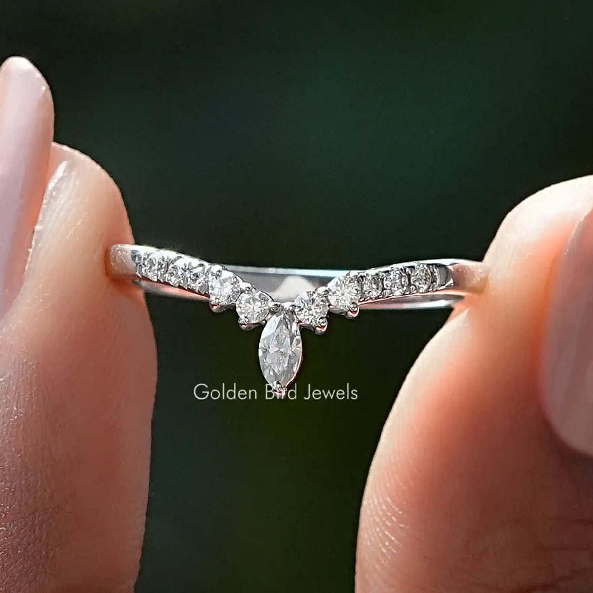 Marquise Cut Moissanite Stackable Wedding Band