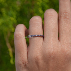 February Birthstone Purple Amethyst Round Eternity Band