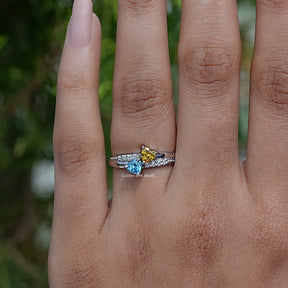 [Heart Shaped Toi Et Moi Accent Stone Ring]-[Golden Bird Jewels]