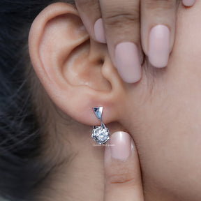 Colorless Round Moissanite Cluster Earrings